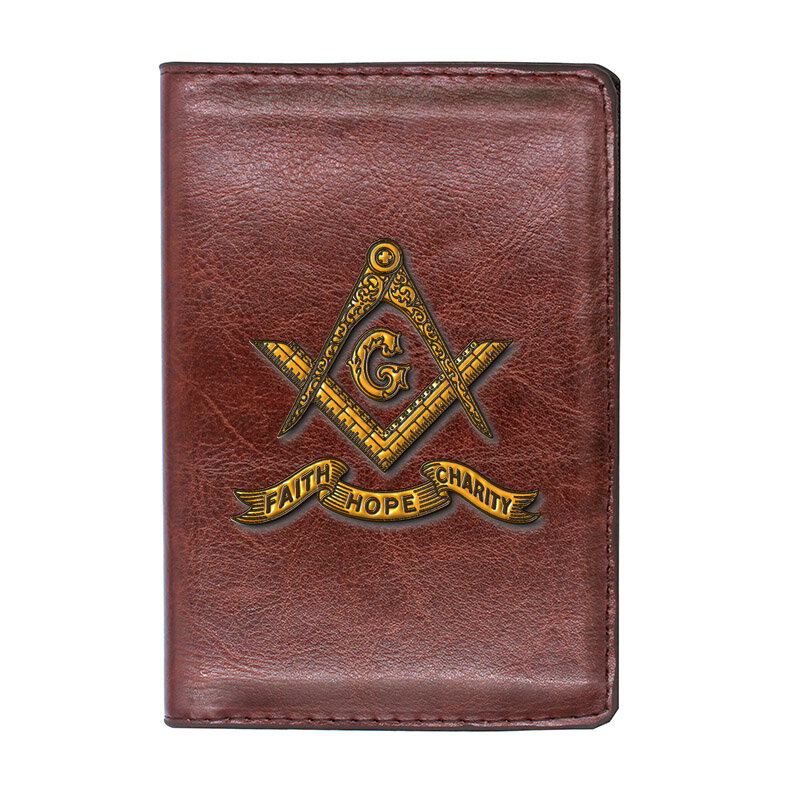 Masonic Faith Hope funda de pasaporte de Charity para hombres y mujeres, cuero clásico, tarjeta de identificación delgada, soporte de viaje, billetera de bolsillo, monedero, funda de dinero