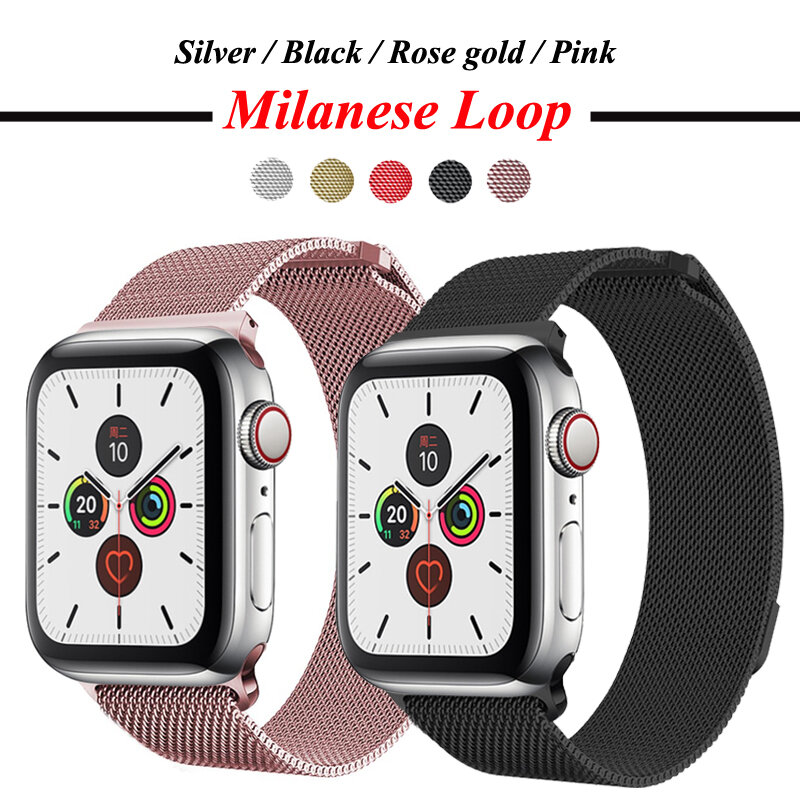 Milanese loop cinta para apple watch band 5 4 3 44mm 40mm iwatch 5 banda 42mm 38mm relação de aço inoxidável pulseira relógio acessórios