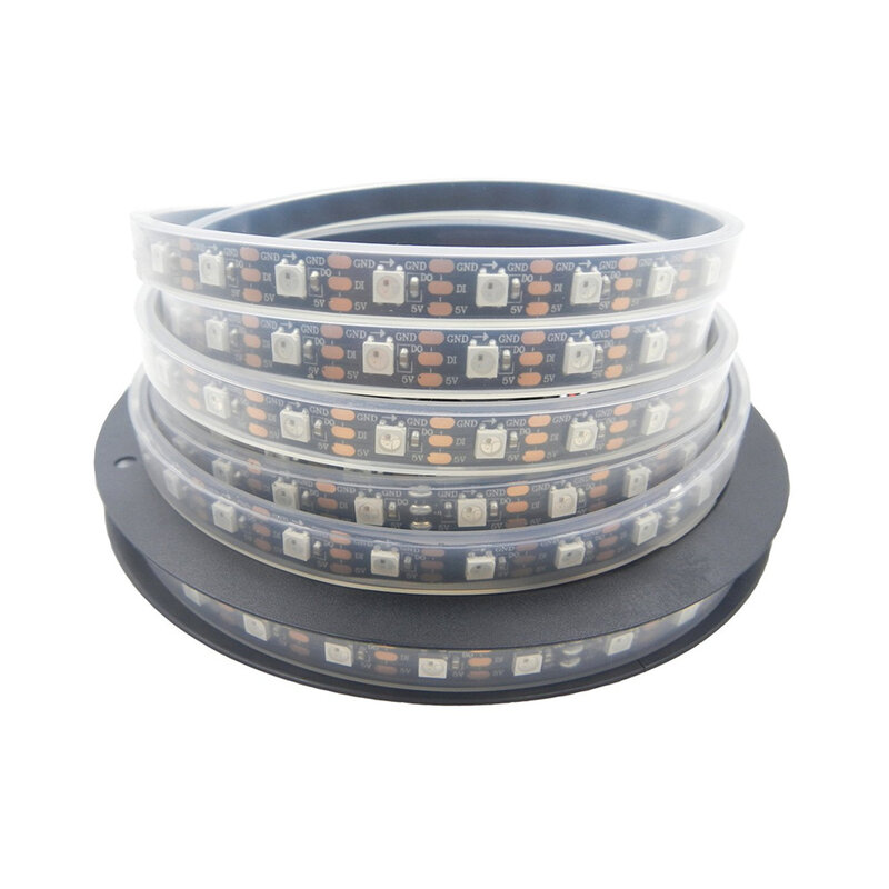 Tira de LED direccionable individualmente, luz RGB inteligente resistente al agua IP30/65/67, CC de 5 V, PCB, color negro/blanco, 1 m, 2 m, 3 m, 4 m, 5 m, WS2812B, WS2812
