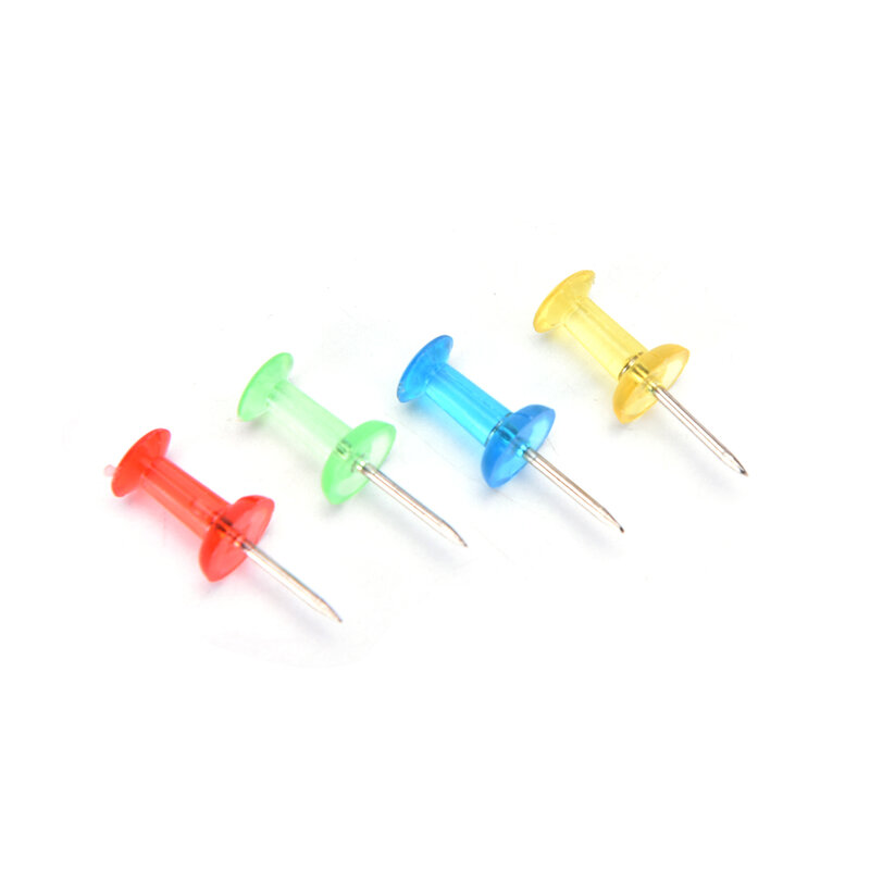 100PCS Push Pin Assorted สีสันโปร่งใสทำ Thumbtack Pins Cork Board สำนักงานเครื่องเขียน