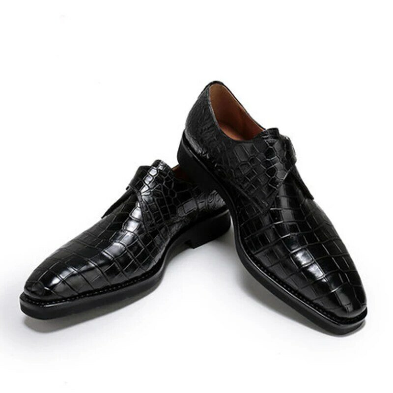 Weitasi جديد وصول التمساح حذاء رجالي جلد نقية دليل باطن المطاط صنع الذكور الأعمال الرجال الأحذية الرسمية الرجال الأحذية