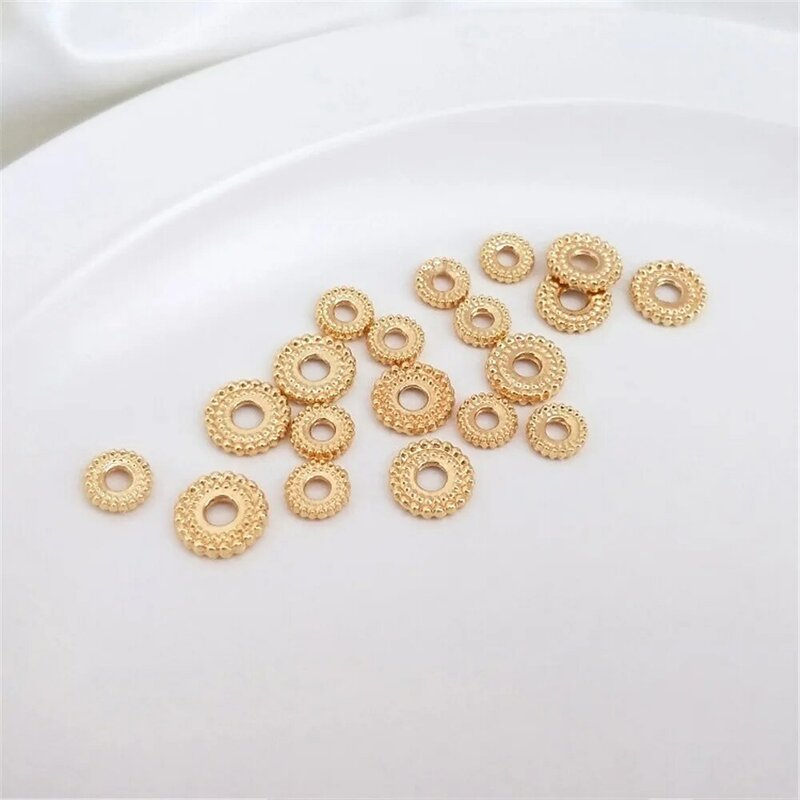Accessori placcati oro 14K Twist edge round wheel bead divider fai da te hand string bracciale accessori per la testa materiale