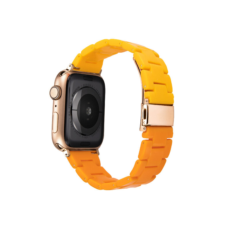 Gelang Jam Resin Warna untuk Apple Watch Seri 7 6 5 4 3 2 SE Tali Gesper Lipat untuk Iwatch 38Mm 40Mm 41Mm 42Mm 44Mm 45Mm Band