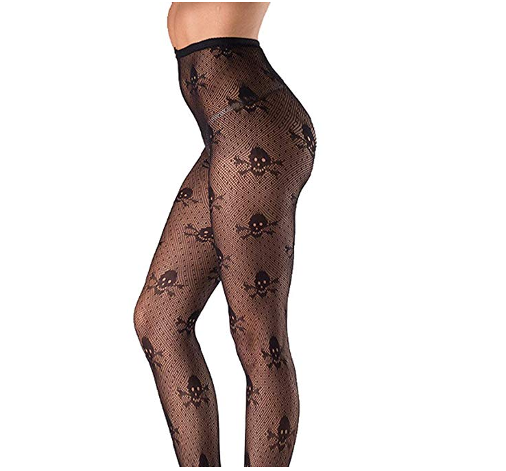 New Hot Halloween Sexy Women Ladies collant calze a rete stretto elastico teschio nero stampato calze moda collant