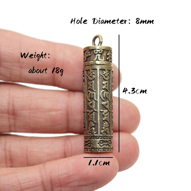 ทองเหลืองพระพุทธรูป GuanYin Sutra กระบอกจี้พวงกุญแจแขวนสร้อยคอเครื่องประดับกล่องยากรณีขวดคอนเทนเนอร์พวงกุญแจ