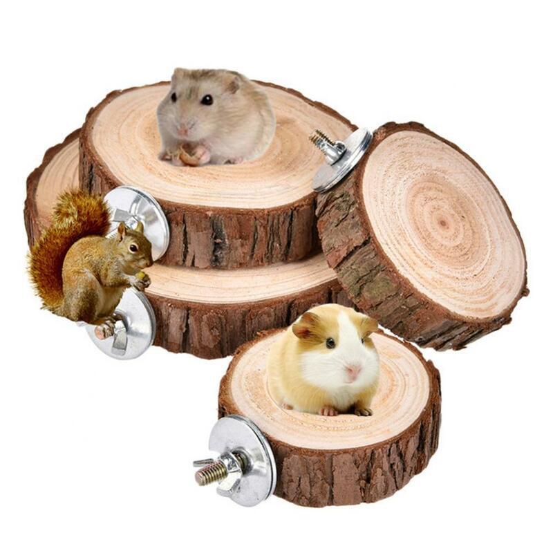 Tronchi di legno naturale tavola scoiattolo criceto pappagallo uccello tavola di legno piattaforma di salto supporto per animali gioco accessori per giocattoli prodotti per animali domestici