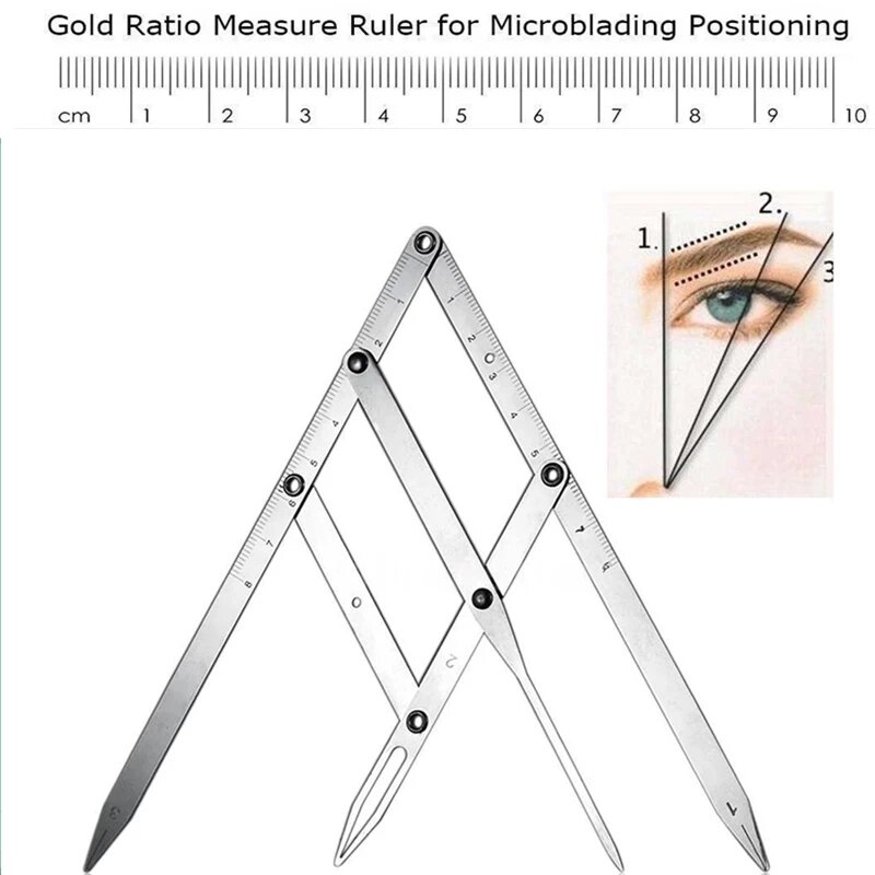 1 Stuk Roestvrij Staal/Kunststof Goud Zilver Zwart Proportionele Liniaal Driehoek Gulden Snede Meet Microblading Positionering Tools