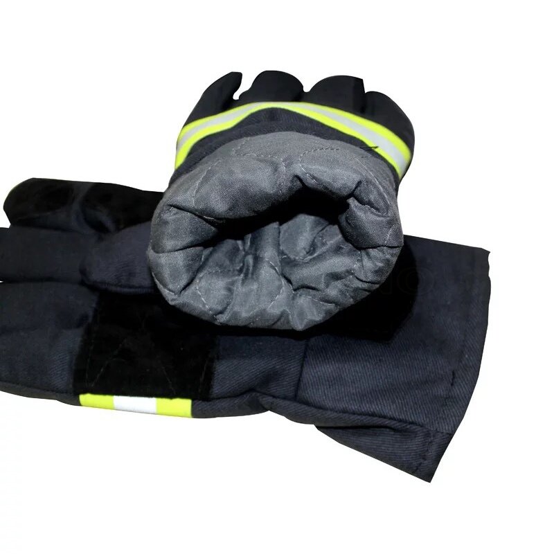 耐火安全手袋黒反射ベルト耐火手袋溶接および寒い天候のための保護用品消防手袋