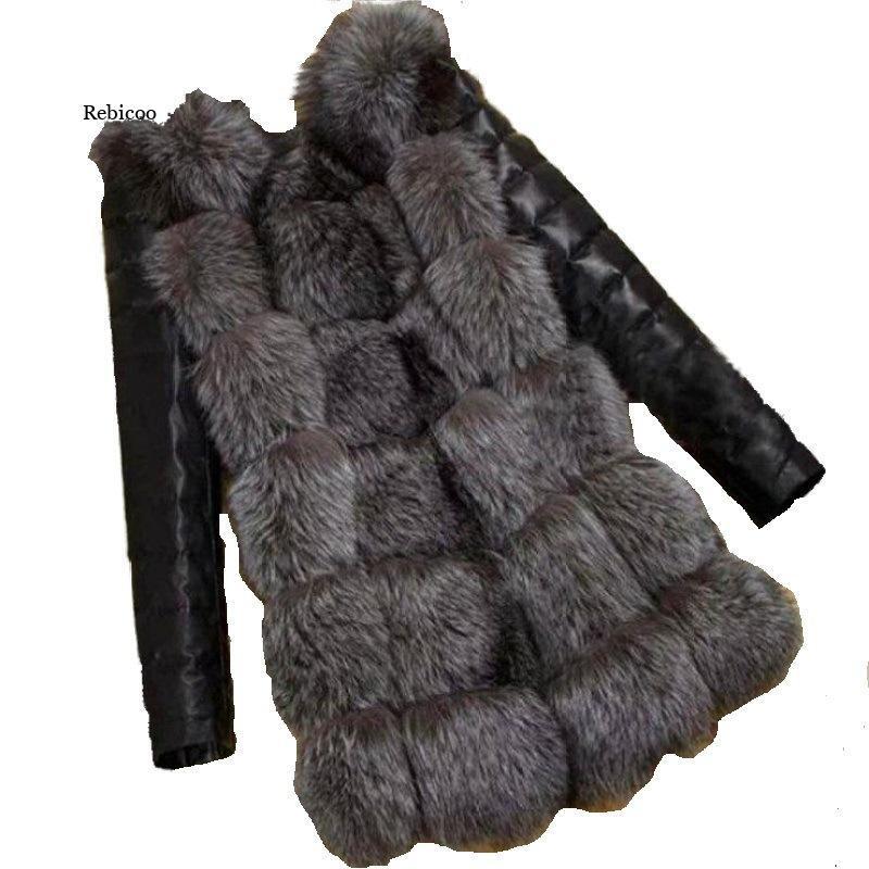 Winter Frauen Faux Pelz Mantel Dünne Beiläufige Fuchs Pelz Mantel Pu Sleeves Warme Winter Mantel Frauen Jacke mit Fell Quasten outwear Mantel