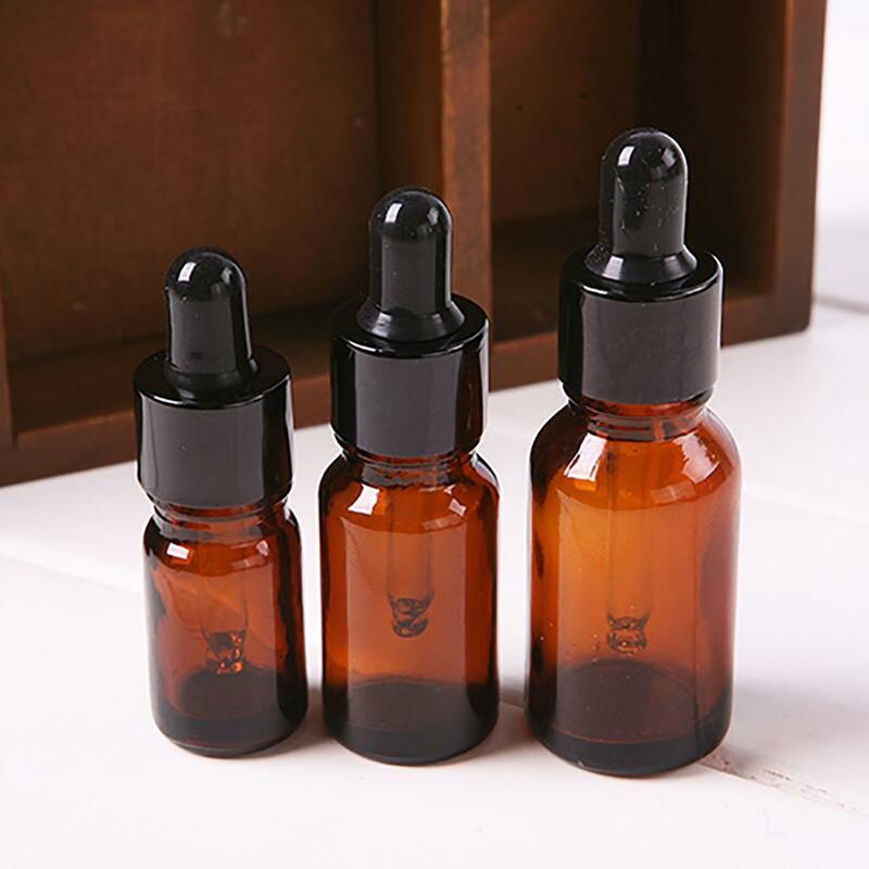 Botella vacía con cuentagotas para masaje, frasco de vidrio ámbar para aromaterapia, líquido, marrón, 5-50ml