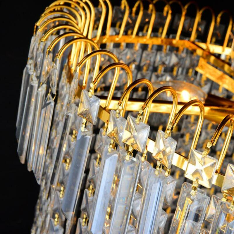 Candelabros grandes de Cristal dorado K9, iluminación Led moderna de lujo, Lustre de Cristal, escaleras de ingeniería de Hotel para interiores de lujo