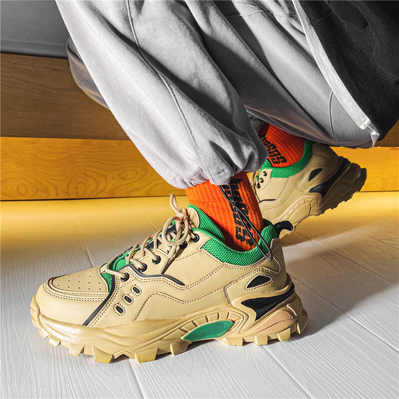 Zapatillas de deporte de moda para hombre, zapatos deportivos Retro transpirables antideslizantes con suela de goma, zapatos para correr al aire libre con cordones, primavera 2021