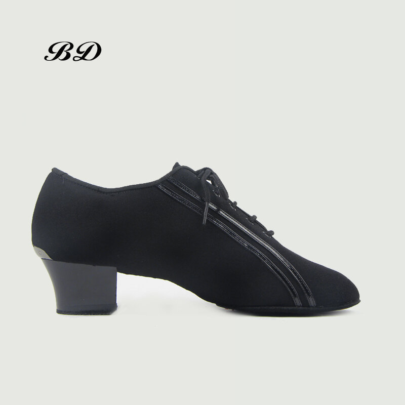 TOP sepatu dansa pria Latin kulit ular Ballroom Heels 4.5 renda High-end khusus Salsa tas Gratis bernapas kain Oxford kanvas