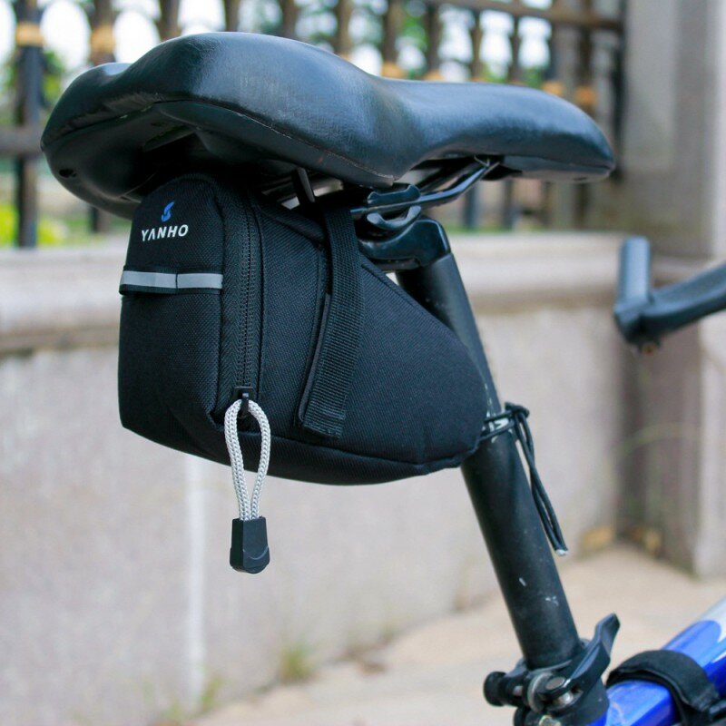 Bolsas impermeables para SILLÍN de bicicleta, bolsa trasera reflectante negra para SILLÍN de bicicleta, accesorios para exteriores, 15cm x 10cm x 8cm