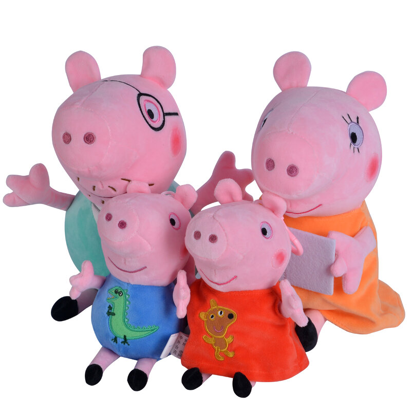 Genuine Peppa Pig George Family Of Four Plush Dolls With Box Play House Party Decoration Toys For Children's Birthday Gifts