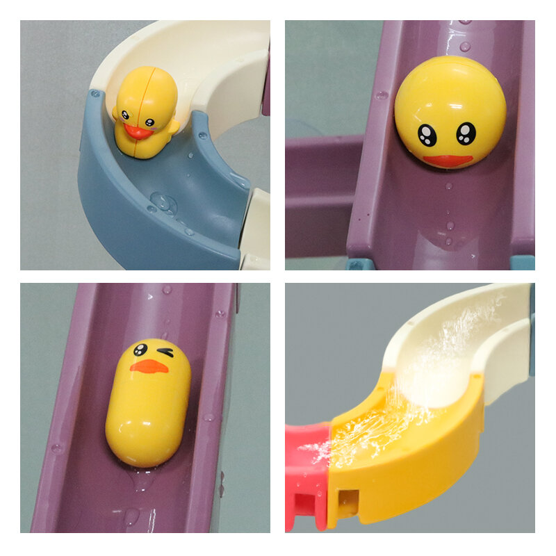 아기 목욕 장난감 물놀이 대리석 레이스 런 트랙 흡입 컵, 욕실 욕조 어린이 물놀이 장난감, 3, 4, 5 세, 66 개