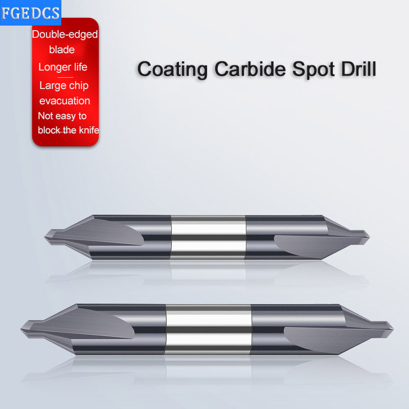Brocas centrales de acero de tungsteno HRC58, brocas de carburo de 60 grados, 0,4, 0,5, 1, 2,0, 2,5mm, 6mm, doble cabezal, Herramientas CNC