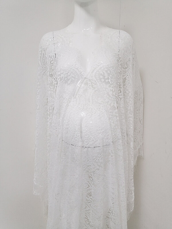 Новые чистые белые сексуальные кружевные свободные платья с V-образным вырезом и расклешенными рукавами для фотосъемки реквизит для фотографирования беременных платье Макси