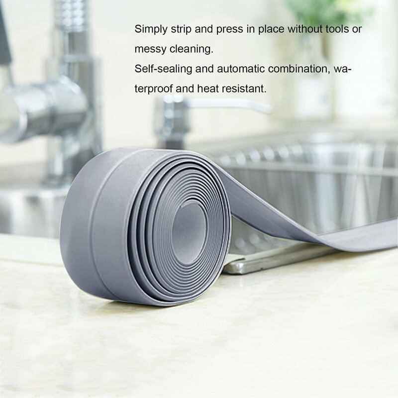 1 ROLL PVC Material Kitchen Bathroom Wall Sealing Tape Waterproof Mold Proof Adhesive Tape 38mm*3.2m