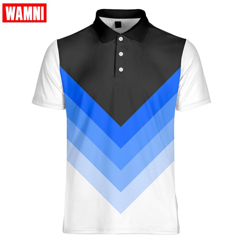 WAMNI модный мужской топ для бадминтона, градиентная 3D рубашка, повседневный спортивный Свободный пуловер с отложным воротником, мужская руба...