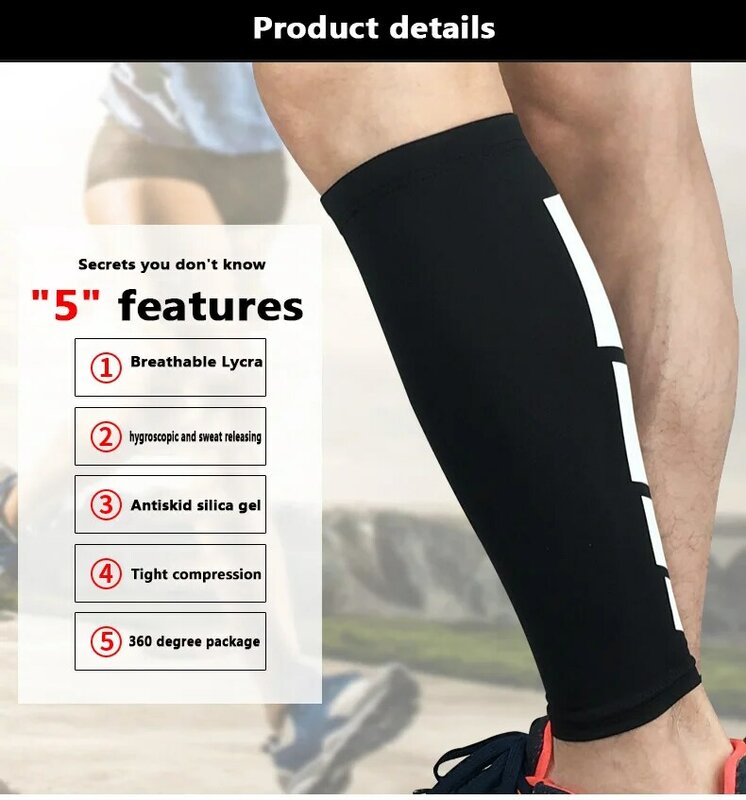 Calcetines elásticos de protección para piernas, soporte de tejido suave sin acumulación de calor que evapora el sudor, seco y transpirable