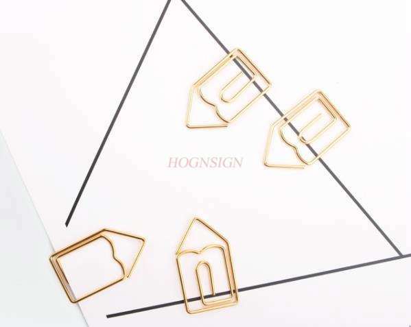 12pcs Golden Small House Paper Clip Cartoon Shape Pin Invisible Clip Golden Big Pin Baby Pin