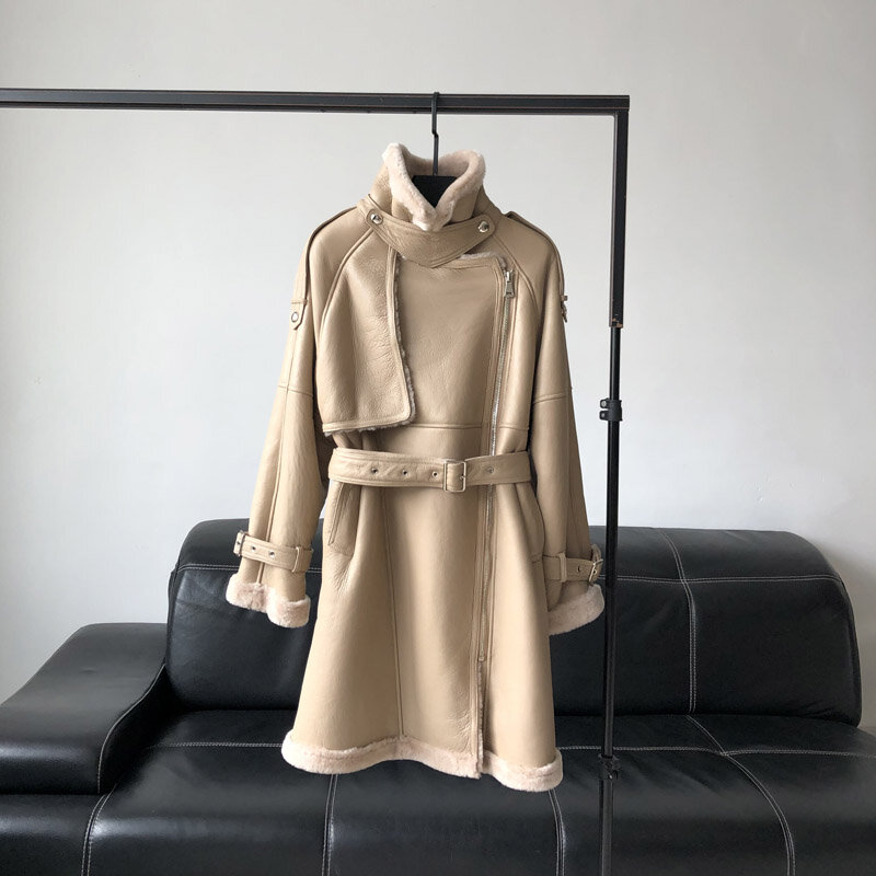 신제품 패션 메리노 중간 길이 모피 통합 코트 여성용, 가죽 양털 코트, 트렌드, 겨울 의류, 2020