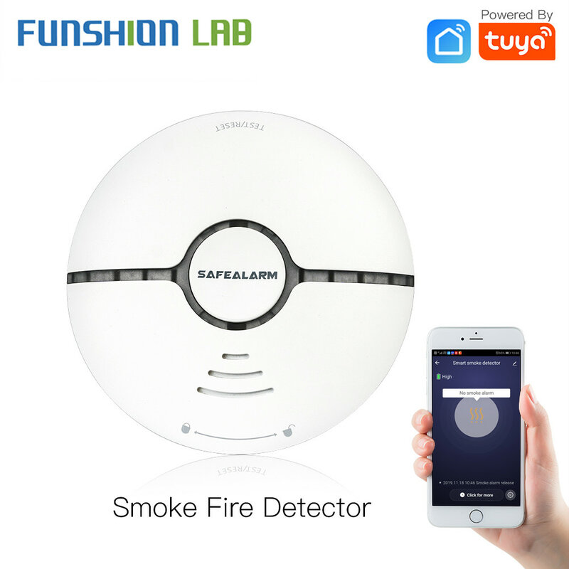 واي فاي الذكية الدخان جهاز إنذار حرائق مستشعر نظام الحماية المنزلي إنذار يعمل بالبطارية اللاسلكية الذكية الحياة Tuya App التحكم