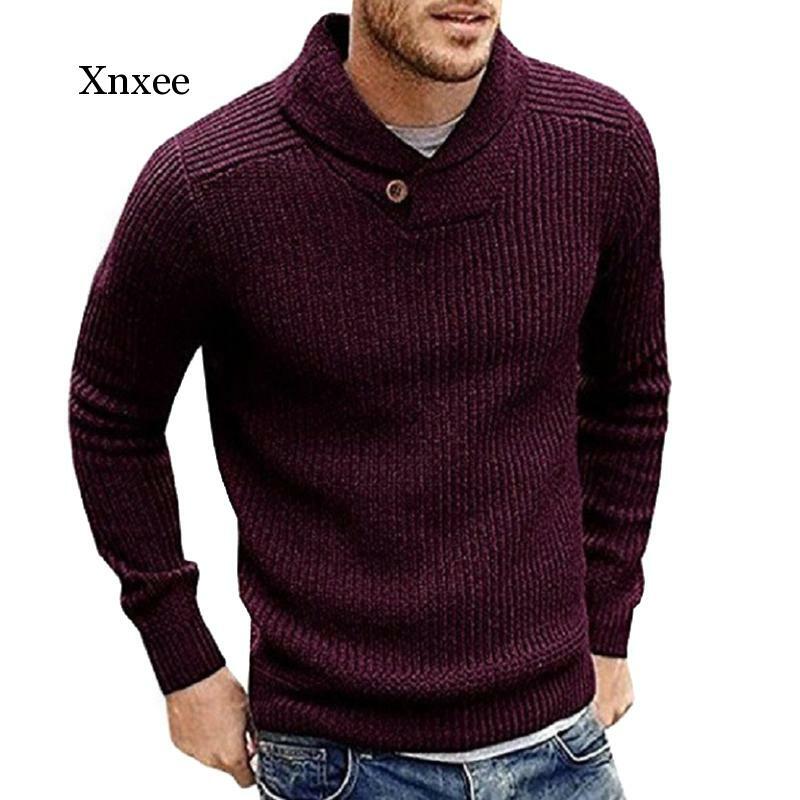 남성 스웨터 단색 풀오버 버튼 스웨터 부드럽고 따뜻한 니트 탑 겨울 가을 패션 데일리 긴팔 의류