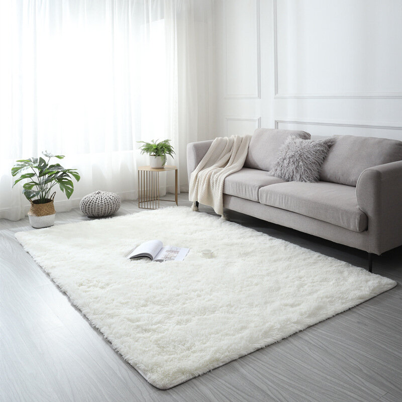 Plush Carpet Suitable For Living Room White Soft Fluffy Carpets Bedroom Bathroom Non-slip Thicken Floor Mat Teen Room Decoration