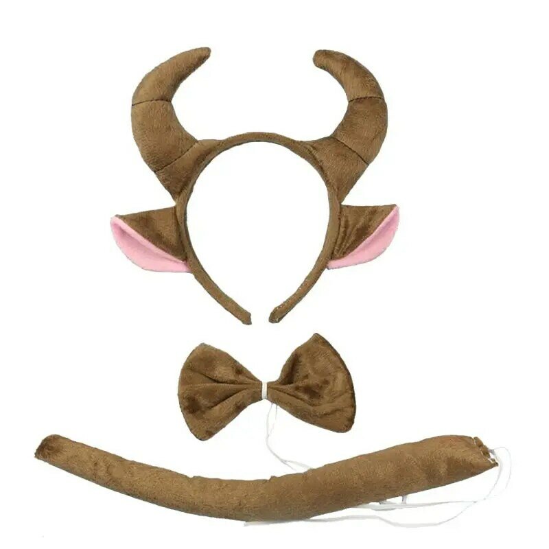 3 Teile/satz Kuh Tier Headwear Set Kinder Mädchen Jungen Stirnbänder Fliege Halloween Kinder Tag Kleid Up Dekoration Stirnband Geschenke