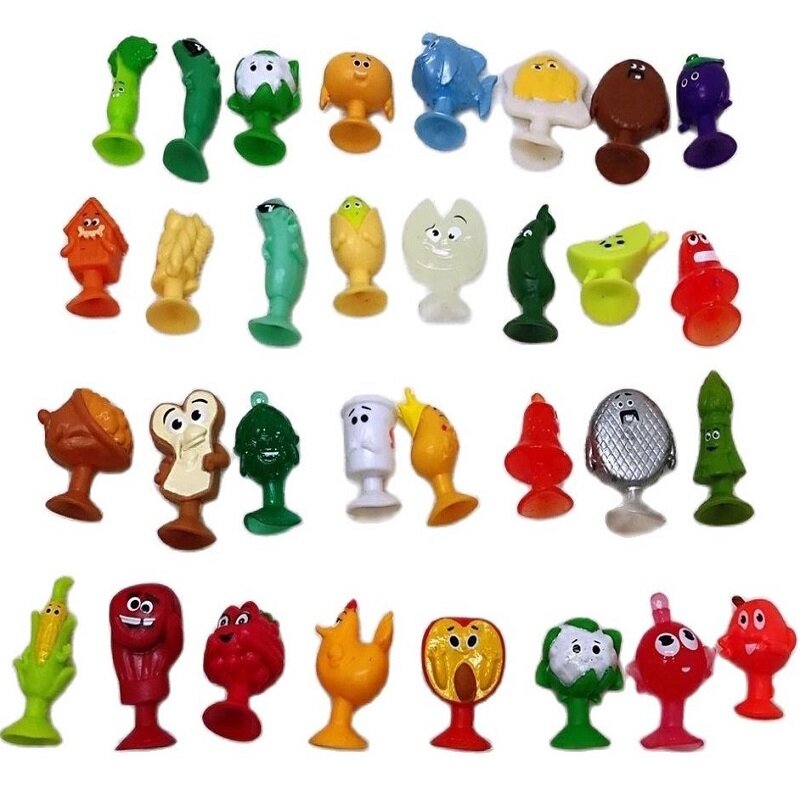 Frutas vegetais brinquedos animais dos desenhos animados brinquedos stikeez macio pvc figuras de ação com otário mini boneca ventosa brinquedos modelos