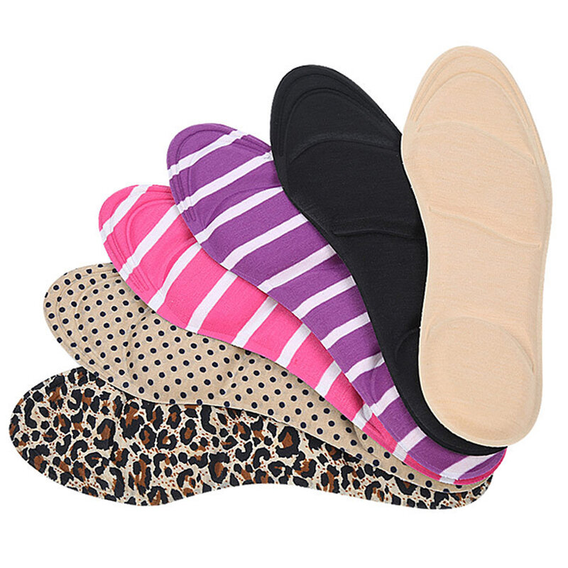 Plantillas ortopédicas de espuma viscoelástica para el cuidado de los pies, almohadillas suaves y transpirables para zapatos, con arco, estampado de lunares y leopardo, 4D