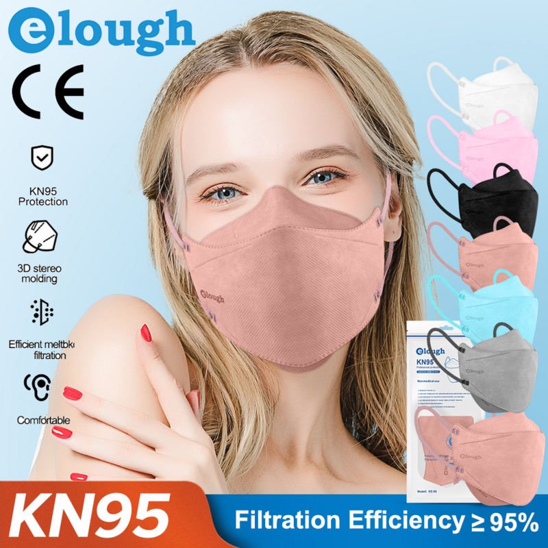 Elough-mascarillas fpp2 de 4 capas, máscara respiratoria kn95, 10-100 piezas