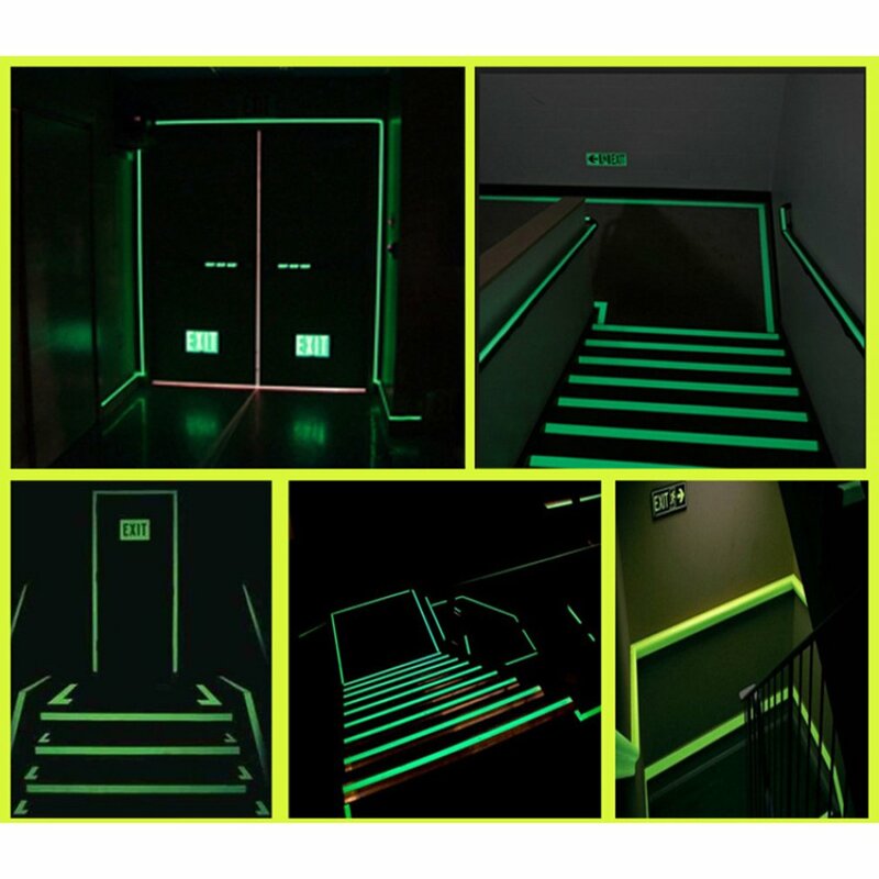 Luminous Tape Sticker  Pvc Printing Self-adhesive Reflective Tape Night Glow In The Dark Safety Warning Security Home Decor Stri