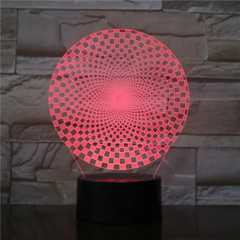 7 zmiana kolorów 3D lampa iluzoryczna luminaria okrągłe lampki nocne 3D lampka na biurko Luminaria lampa stołowa na prezent wentylatora 3213