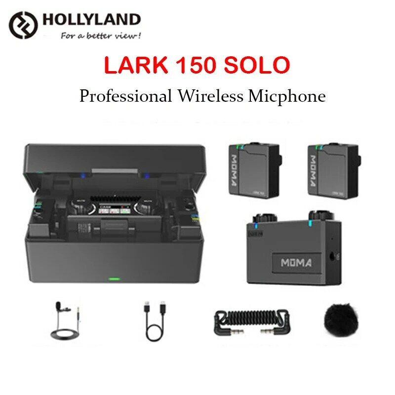 Hollyland Lark 150 Duo Solo 2.4Ghz 마이크 무선 RX TX 키트 Lavalier Microfone Mic for DSLR 카메라 iPhone Android Phones
