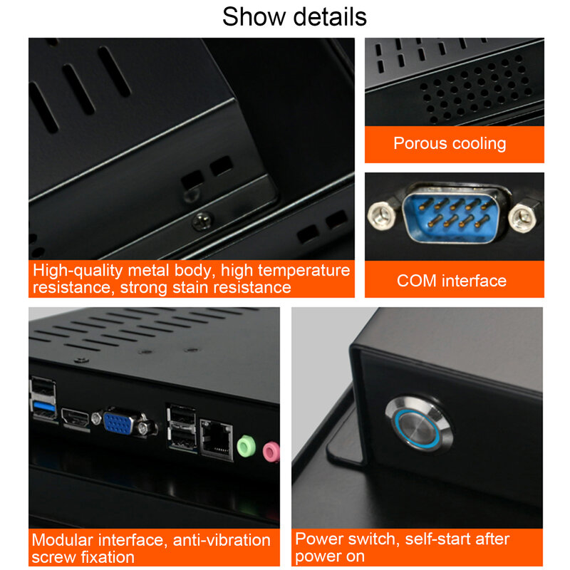 14 15.6 17.3 Inch Embedded Industrial Computer All-in-one Mini PC Panel Intel Core i3 with Resistive Touch Screen for Win10 Pro