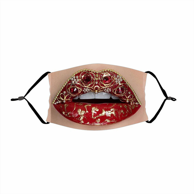Mascarilla con estampado de labios Unisex, máscara de Color lavable y reutilizable para disfraces de fiesta, accesorios para Cosplay, 2020