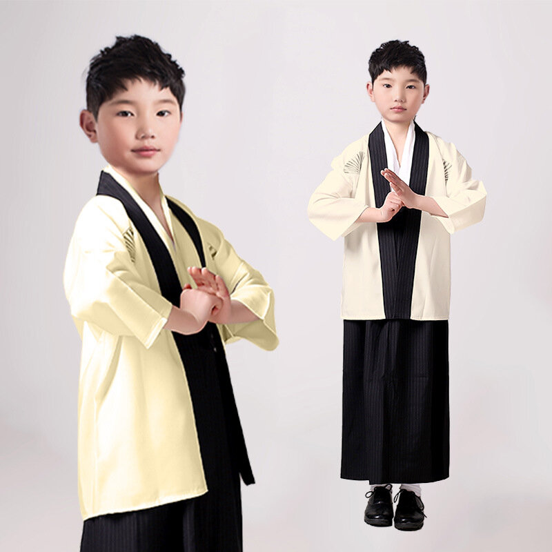 Latensc Новый стиль ретро костюм японский самурай детское кимоно для мальчиков внешняя Обложка карнавал фотошоу