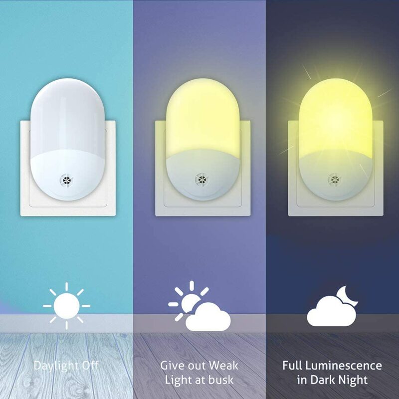 조명 센서 제어 미니 LED 야간 조명, 어두운 밤 어린이 침실 침대 옆 램프 EU/US/UK 플러그 아기 수면 조명