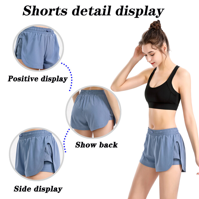 Pantalones cortos de entrenamiento para correr para mujer, Shorts atléticos de cintura elástica para Yoga, gimnasio, motociclista, de secado rápido