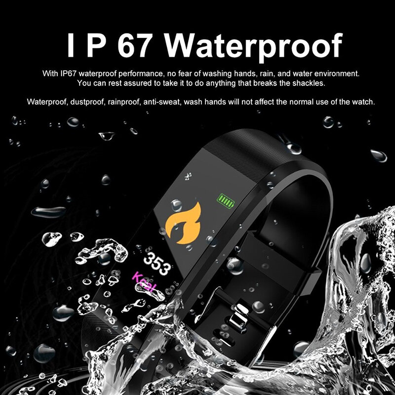 115plus pulsera inteligente Salud Deportiva reloj inteligente rastreador de actividad pulsera Bluetooth brazalete impermeable de Fitness