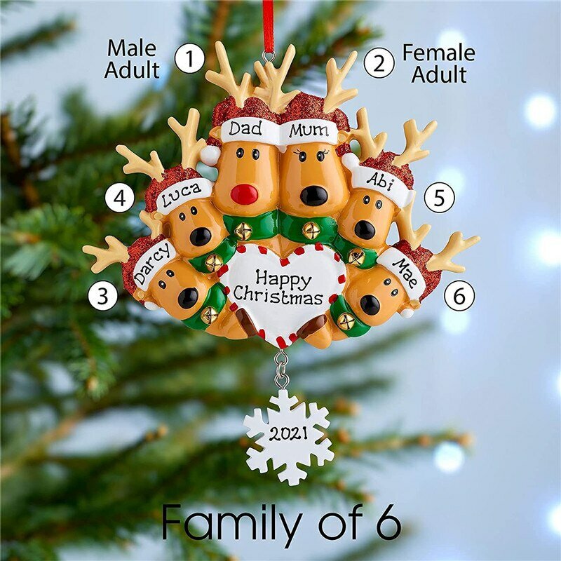 شخصية الرنة الأسرة عيد الميلاد قلادة تعليق شجرة الكريسماس قلادة حلية السنة الجديدة الديكور للمنزل 2022