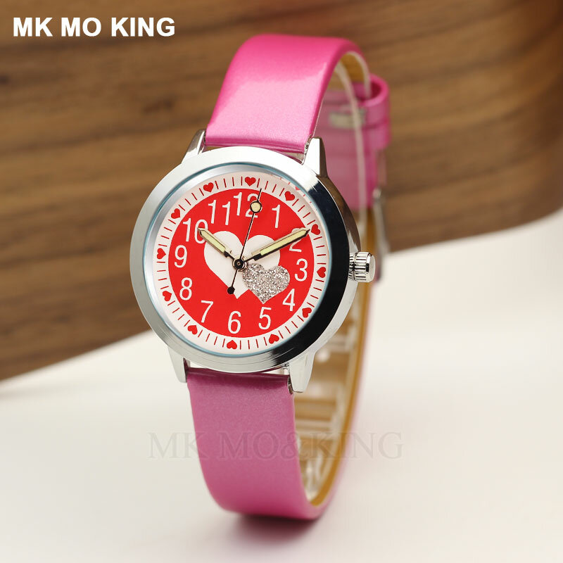 Luxury Brand Casual Red Sweet Love Children's Boys Girls Kids Quartz Wrist Watch Clock Bracelet Reloj Christmas Party Gift