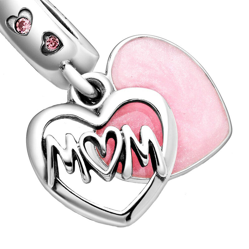 925 Sterling Silver Bee Mom Family Heart Love ciondolo Charm Beads Fit originale Pandora Charms bracciali catena donna gioielli fai da te