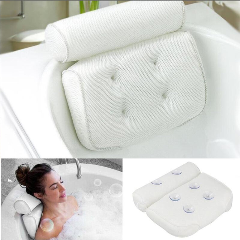Casa de banho ventosa travesseiro 3d malha banho travesseiro spa travesseiro banheira travesseiro