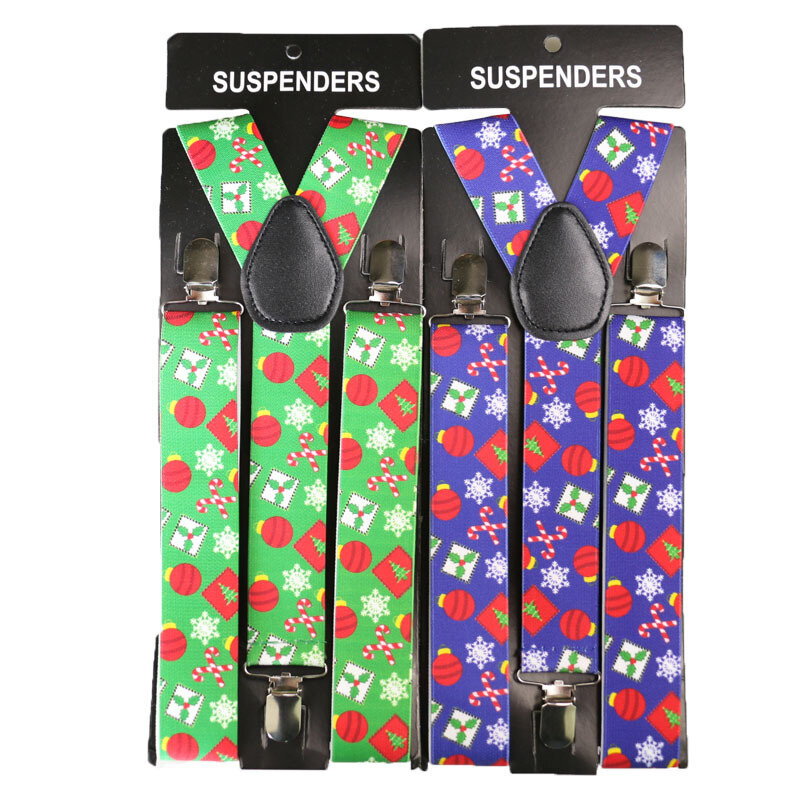 Winfox Red Adjutsable Elastic Suspenders Men Women Shirt Christmas Belt Strap Braces