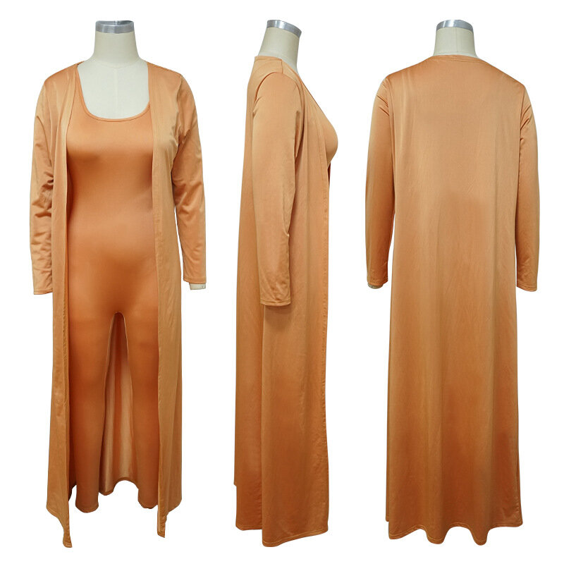 Conjunto de roupas femininas de 2 peças, outono 2020, manga longa, cardigã, macacão, 2 peças