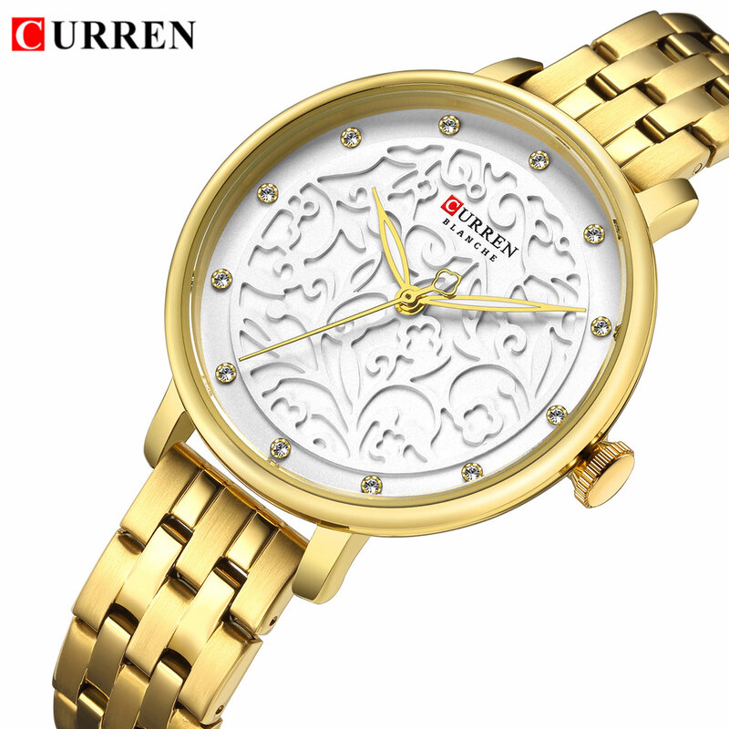 Curren Gold Stainless Steel Watch Women Luxury Brand Women's Quartz Watches Waterproof Bling Crystal Ladies Watches Montre Femme